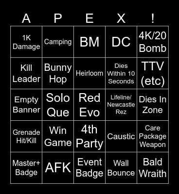 Apex Legends Bingo Card