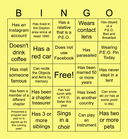 Who is your sister? Bingo Card