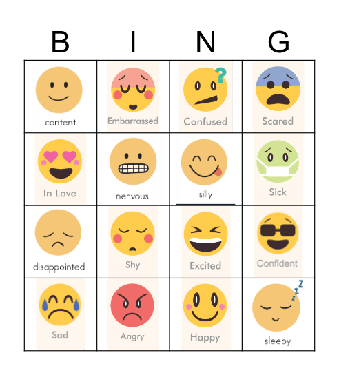 Emotion's Bingo Card