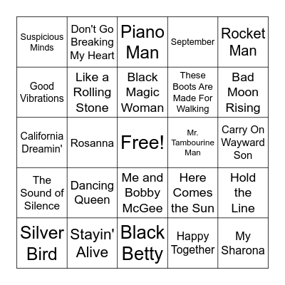 '60s & '70s Bingo Card