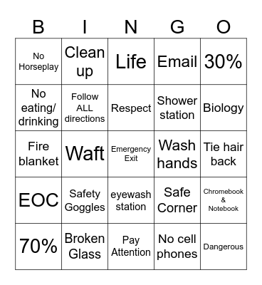 Lab Safety and Sllyabus Bingo Card