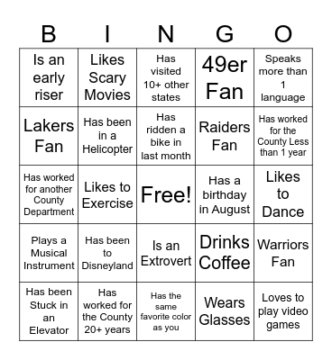 ISD BINGO Card