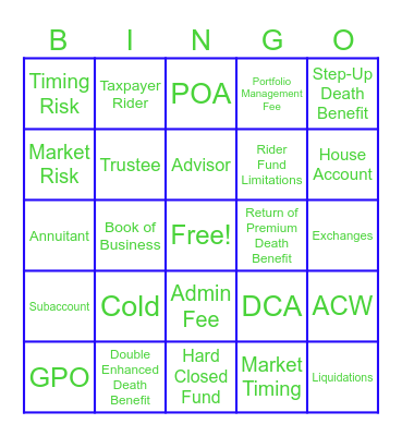 Authentication Call Handling Bingo Card