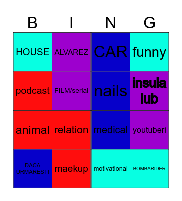 huhuguguh Bingo Card