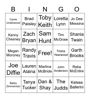 KINGS AND QUEENS OF COUNTRY Bingo Card