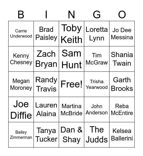 KINGS AND QUEENS OF COUNTRY Bingo Card