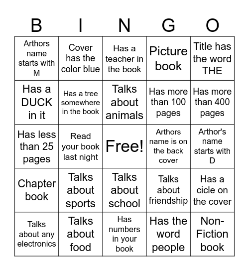 BOOK  Bingo Card