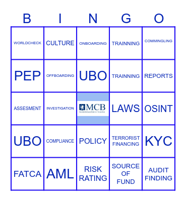 Enhanced Due Dillegence Bingo Card