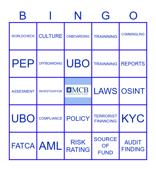 Enhanced Due Dillegence Bingo Card