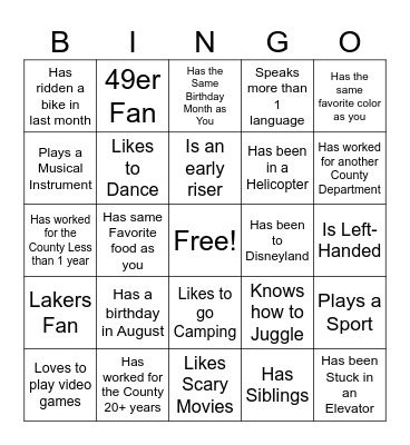 ISD Bingo Card