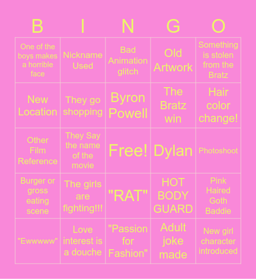 BRATZ Bingo Card