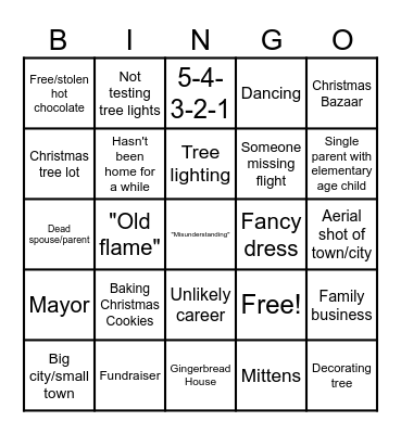 Hallmark Christmas Movie Bingo Card