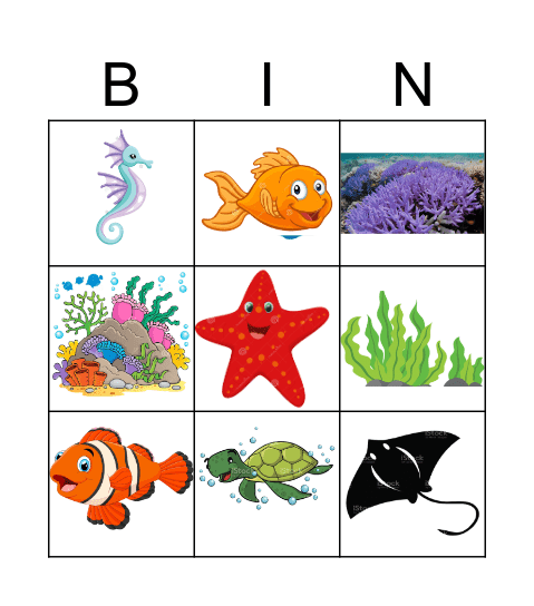 0cean aquarium Bingo Card
