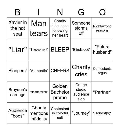 Men Tell All Bingo Card