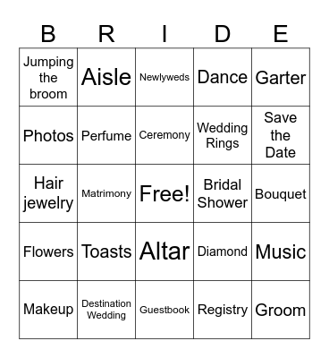 Bridal Shower Bingo Card