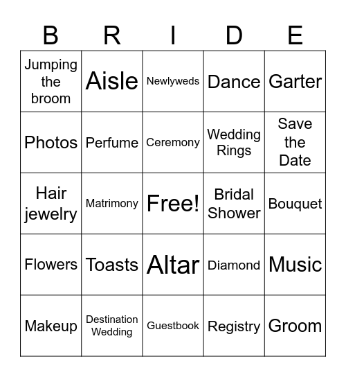 Bridal Shower Bingo Card