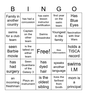 Find Someone who Bingo Card