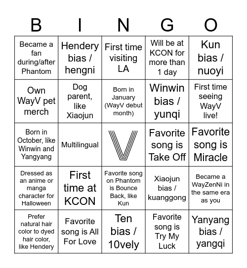 WayZenNi Bingo! Bingo Card