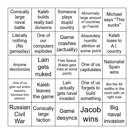 HOI4 3v1 Bingo Card