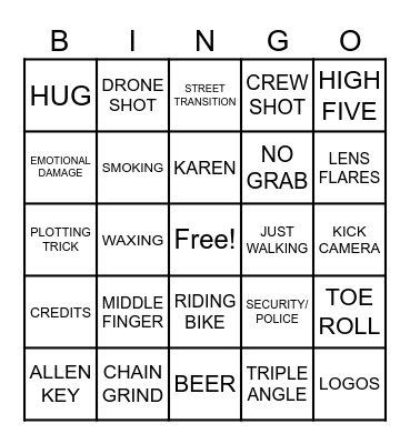 Blade Edit Bingo Card