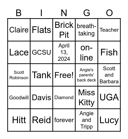 BRIDAL Bingo Card