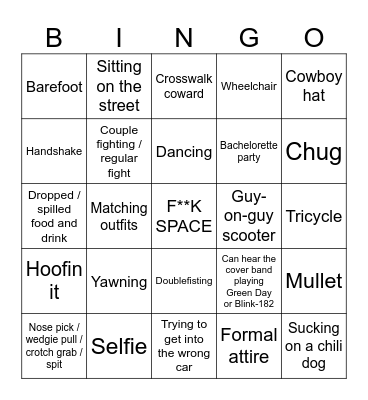 Sloppy Joe's Bingo Card