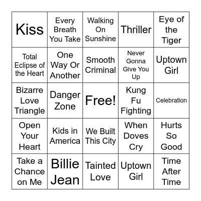 The '80s Bingo Card