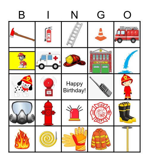Firefighter Bingo Card