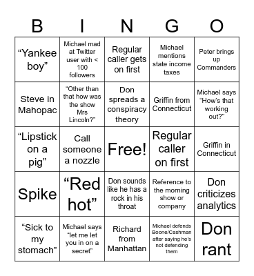 TMKS Bingo Card