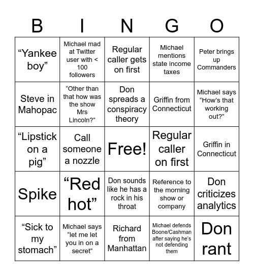 TMKS Bingo Card