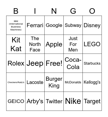 Brand Trivia Bingo Card
