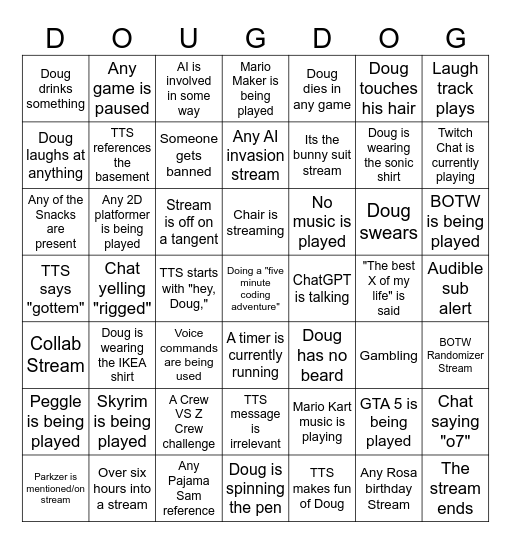DouglasDouglas Bingo Card