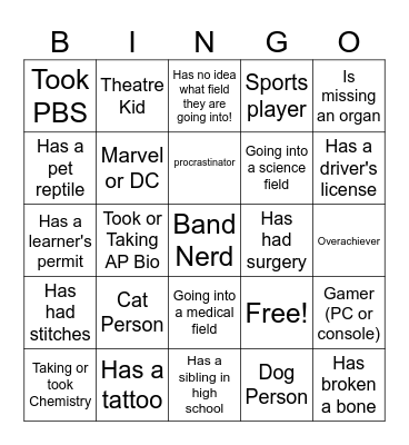 HBS Bingo Card