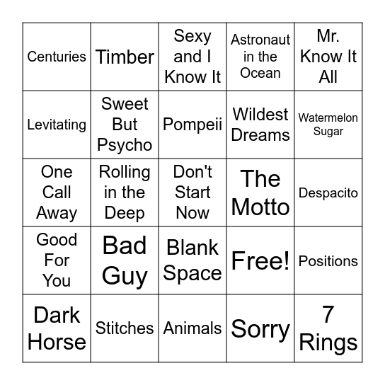 2010s & '20s Bingo Card