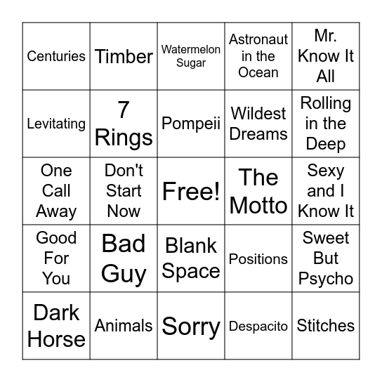 2010s & '20s Bingo Card