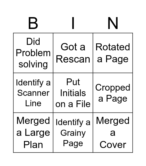 QC Bingo Card