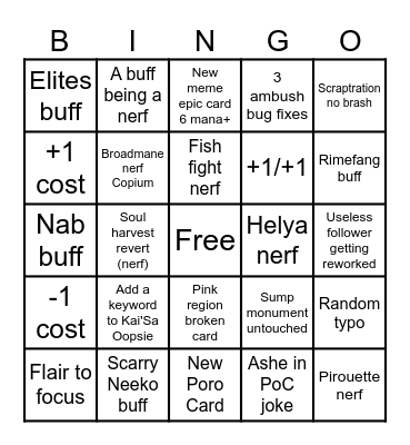 Runeterra Bingo Card