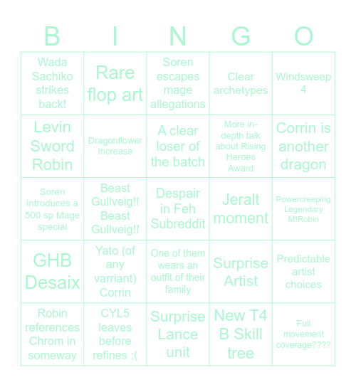 Feh Channel (Choose Your Legends: Round 7) Bingo Card