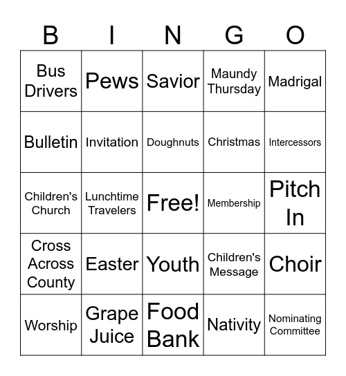 FBC Picnic Bingo Card