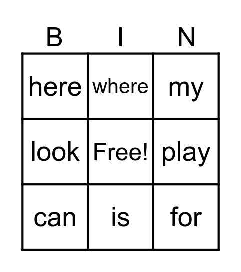 Sight Words (August 25) Bingo Card