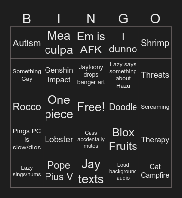Derps GC/VC bingo Card