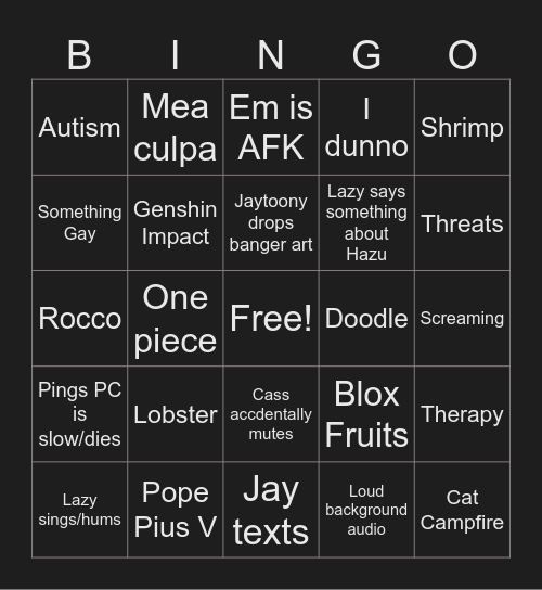 Derps GC/VC bingo Card