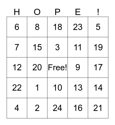 FAMILY NIGHT BINGO Card