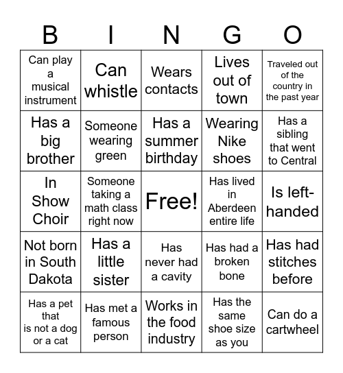 back to School Bingo Card