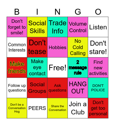 Group 2 Bingo Card