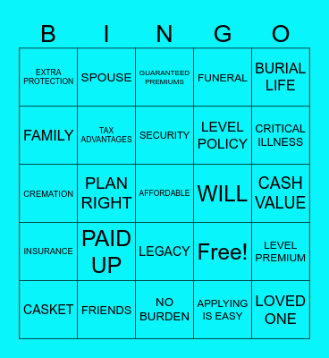 FINAL EXPENSE BINGO Card