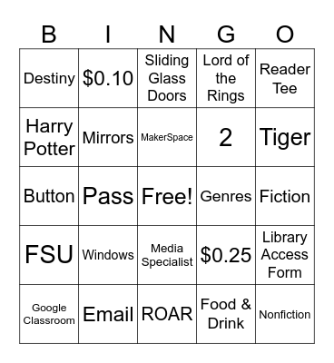 Library Orientation Bingo Card