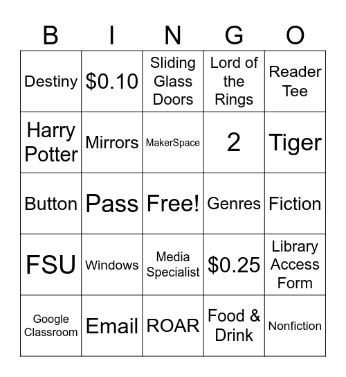 Library Orientation Bingo Card