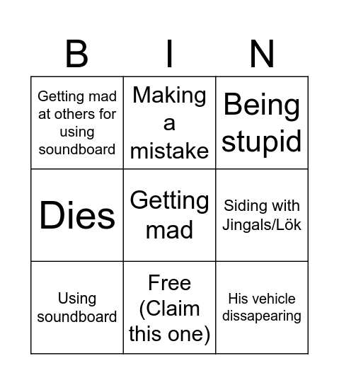 Annoying Star Bingo Card