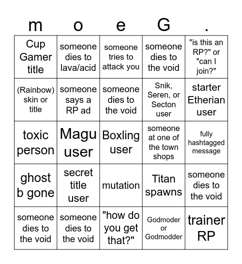 monster etheria retry Bingo Card